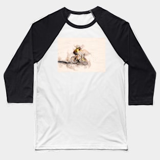 Mountain Cyclist in Watercolor Baseball T-Shirt